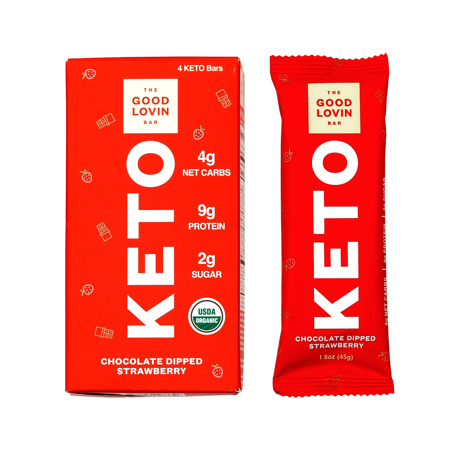 ORIGINAL ORGANIC KETO BAR Chocolate Dipped Strawberry Flavor (4ct)